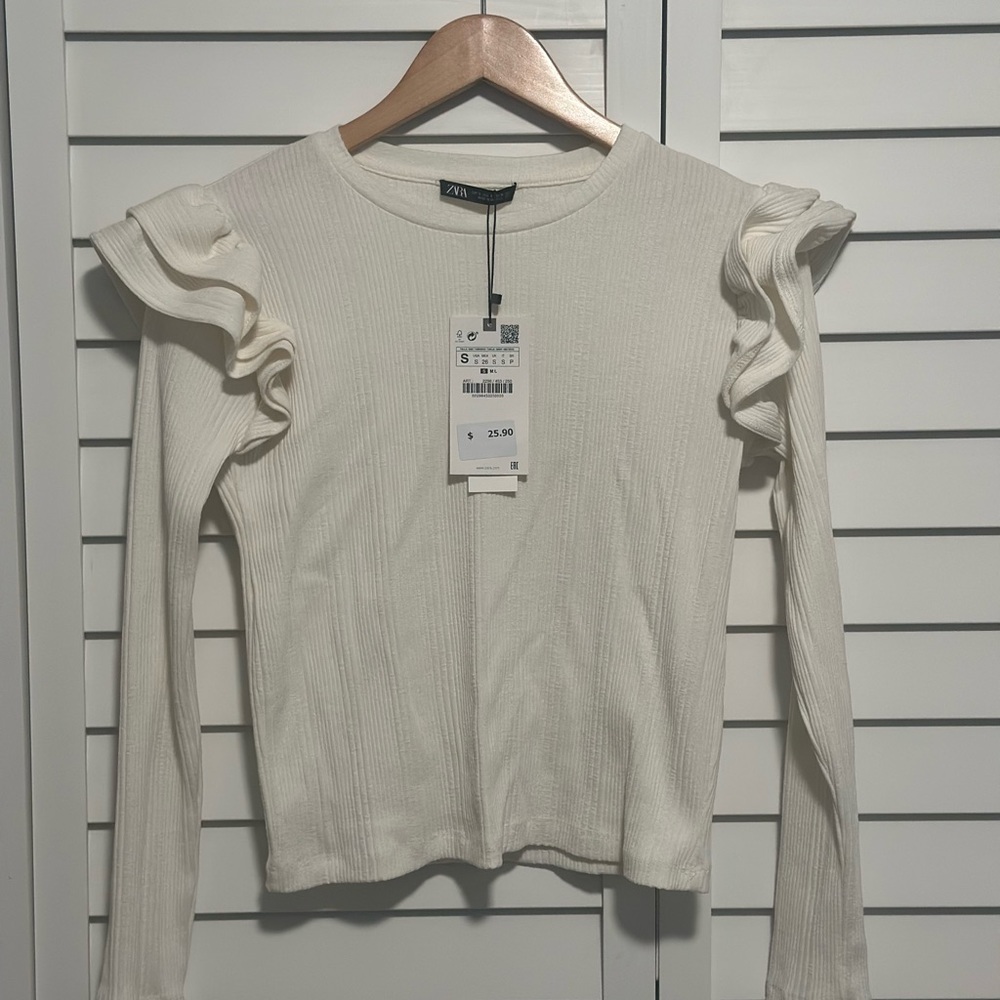 Zara Long Sleeve Ruffled Shirt